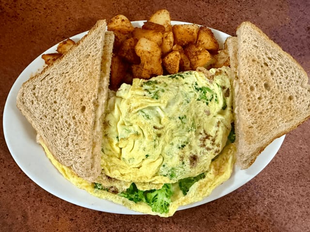 Chicken Broccoli Omelet.