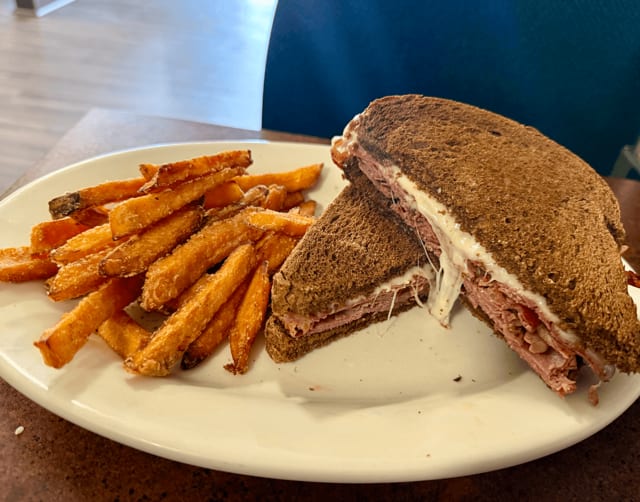 Corned Beef & Swiss Sandwich.